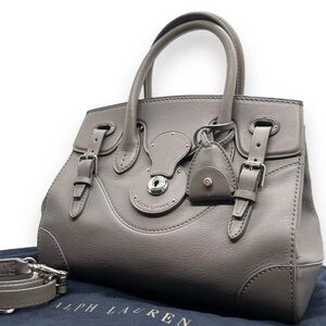 Ralph Lauren Ricky 33 Leather Bag, Gray, LIKE NEW